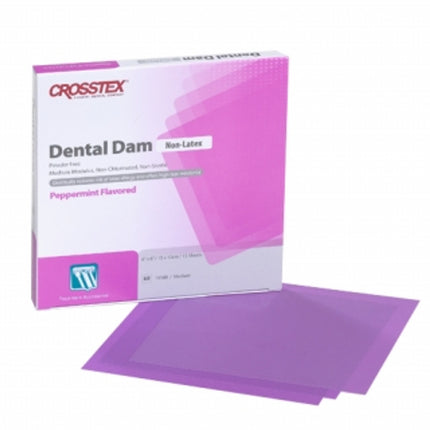 Crosstex | Dental Dam, Medium, Purple, 6" x 6", Peppermint, Latex Free (LF), 15 sheets/bx | 19500