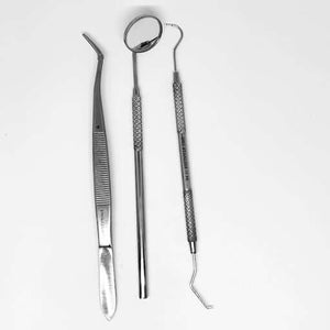 Generic Brand Basic 3-Piece Examination Set. Includes 1 Oral Mirror, 1 Probe | SurgiMac Dental Supply