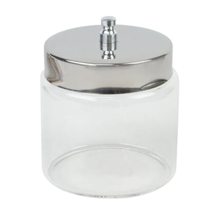 Tech-Med Sundry Jar Glass Clear 3 X 3 Inch, Stainless Steel Lid
