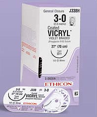 Ethicon Vicryl 6/0, 18" Coated Vicryl Undyed Braided Absorbable Suture