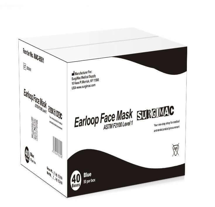 Procedure Face Masks MacSafe by SurgiMac | ASTM Level 1 | Blue | 50/Box 10-1301