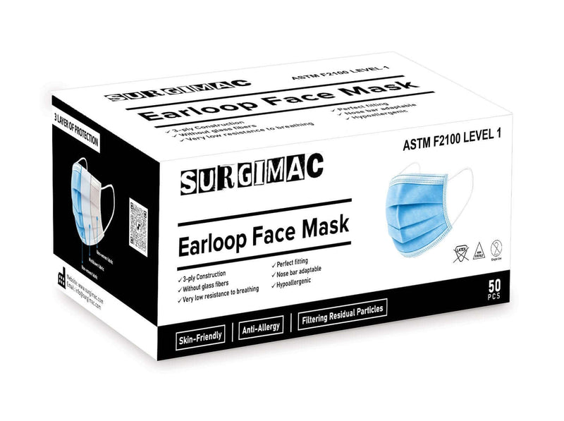 Procedure Face Masks MacSafe by SurgiMac | ASTM Level 1 | Blue | 50/Box 10-1301