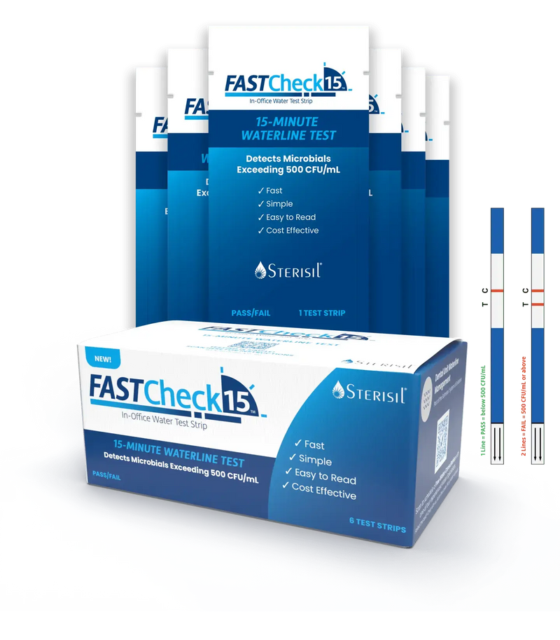 Sterisil FastCheck 15 In-Office Water Test Strip - Pack of 6 | SurgiMac Dental Supply
