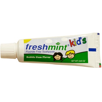 Freshmint Kid's Fluoride-Free Toothpaste 144/Cs, Bubble Gum flavor. 0.85 oz