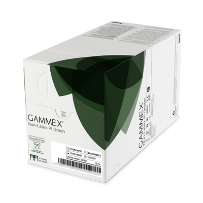 GAMMEX Non-Latex PI Green Polyisoprene Surgical Gloves, 50 pairs/box: Size