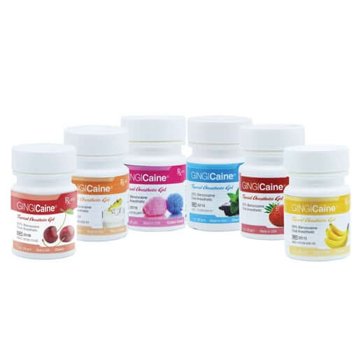 GINGICaine 20% Benzocaine Topical Anesthetic Gel, Asst. Flavors, 1 oz. Jars, 6/Box. | SurgiMac Dental Supply