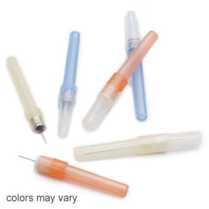 House Brand 27 Gauge Long Dental Needles, Yellow, Pre-Threaded Plastic | SurgiMac Dental Supply