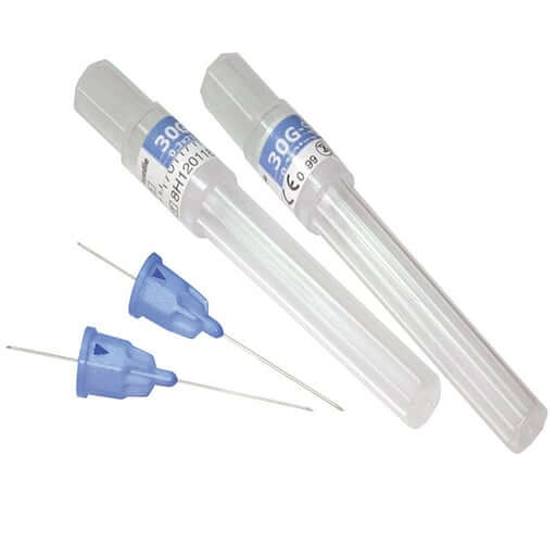 House Brand 30 Gauge Extra-Short Sterile Disposable Blue Plastic Hub | SurgiMac Dental Supply