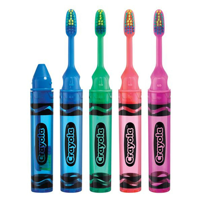 Sunstar | GUM Crayola On The Go Toothbrush, Compact Head, Assorted Colors | 228PQ