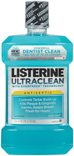 Mouthwash, Listerine Ultraclean, Cool Mint, 1.5L Bottle, 6/cs