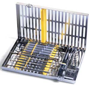 Hu-Friedy Signa-Stat 6.5" x 10.5" x 1.25" Yellow 12 instrument stainless steel cassette | SurgiMac Dental Supply