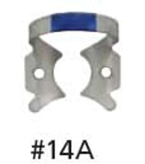 Hygenic Fiesta Color Coded Clamps. #14A (dark blue) winged metal dam clamp | SurgiMac Dental Supply