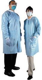 Medicom | Lab Coat, Knit Cuff/Collar, Blue, Large, No Pocket, 10/bg, 5 bg/cs | A8033