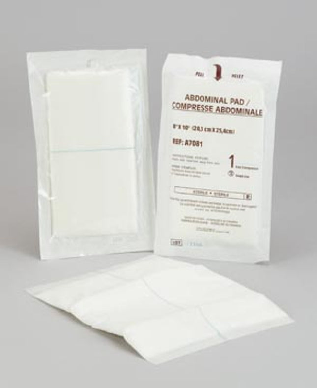 Medicom | Abdominal Pad, 8" x 10", Sterile 1s, Sealed Ends, 24/pk, 15 pk/cs | A7081