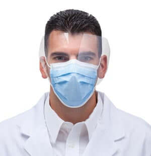 High Filtration Blue Face Mask with Face Shield, 25/bx