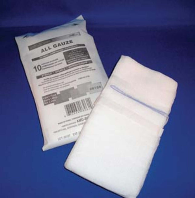 Sponge, X-Ray Detectable, Gauze, Sterile, 8" x 4", 10/pk, 100 pk/cs 6108