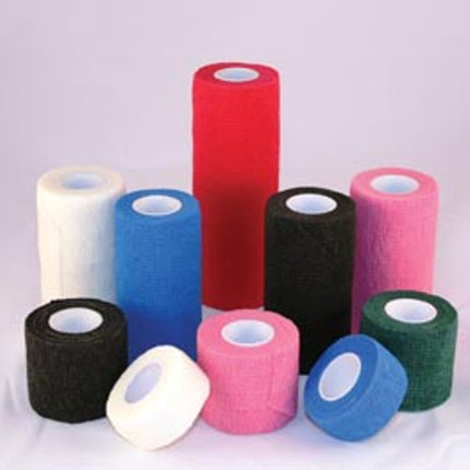 Cohesive Bandage, 1" x 5 Yds, Non-Sterile, Assorted Colors: Red, Blue, White, Individually Wrapped, 72/Bx