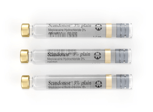 Scandonest 3% Plain - Mepivacaine 3% without Vasoconstrictor, Box of 50 - 1.7 mL 01-A1003-1