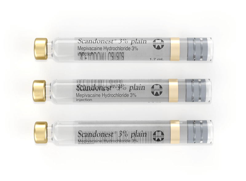 Scandonest 3% Plain - Mepivacaine 3% without Vasoconstrictor, Box of 50 - 1.7 mL 01-A1003-1