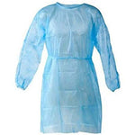 House Brand Isolation Gown With Elastic Cuff - Blue, One Size Fits All. Package Of 50 Gowns. | SurgiMac Dental Supply