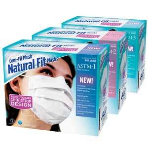 Com-Fit Plush Natural Fit White Face Mask, ASTM 3, 40/bx