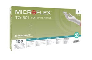 Microflex Soft White Nitrile Exam Gloves TQ-601, Textured Fingertips TQ-601-XS-Bx