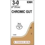 Absorbable Suture with Needle Chromic Gut FS-2 3/8 Circle Reverse Cutting Needle Size 3 - 0 | SurgiMac Dental Supply