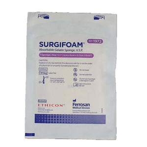 Surgifoam Absorbable Gelatin Sponge, 2 cm x 6 cm x 7 mm, Sterile 12/Box | SurgiMac Dental Supply