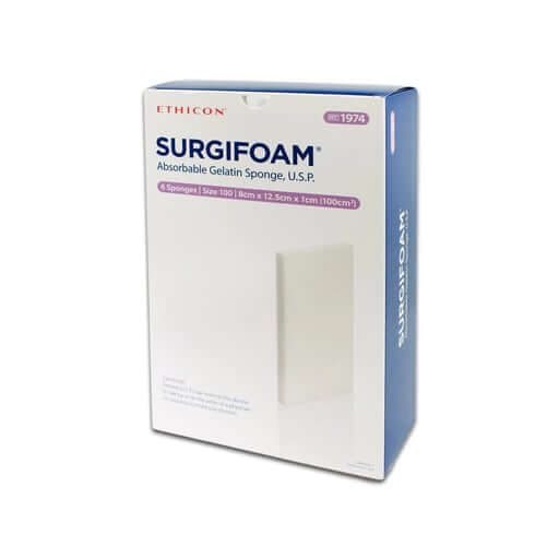 Surgifoam Absorbable Hemostatic Gelatin Sponge, 8 cm x 12.25 cm x 1 cm, 6/Box | SurgiMac Dental Supply
