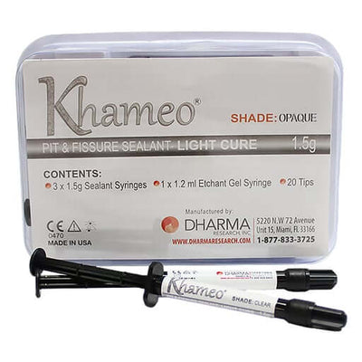 KHAMEO Pit & Fissure Sealant 3 x 1.5g Syringes, 1 x 1.5g Etchant Gel, 20 Pre-Bent 22ga Tips