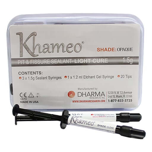 KHAMEO Pit & Fissure Sealant 3 x 1.5g Syringes, 1 x 1.5g Etchant Gel, 20 Pre-Bent 22ga Tips | SurgiMac Dental Supply