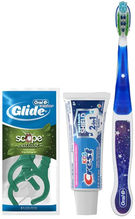 Kids 6+ Oral Care Bundle: Fun Toothbrush, Strawberry Toothpaste, and Floss Picks 80372278
