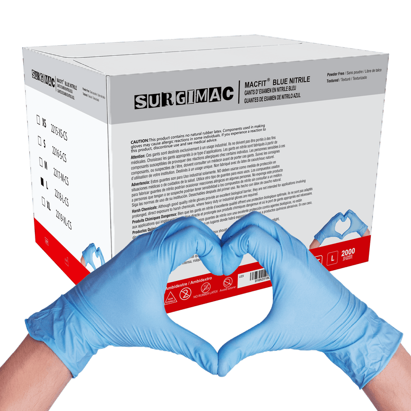 Nitrile Exam Gloves MacFit by SurgiMac | Blue | 200 Count 2218-L-CS