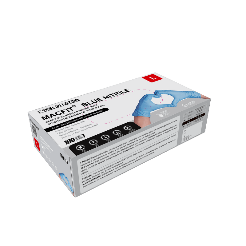 Nitrile Exam Gloves MacFit by SurgiMac | Blue | 100 Count 2115-XS