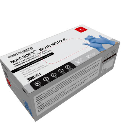 Nitrile Exam Gloves MacSoft by SurgiMac | Blue | Chemo Tested | 300 Count | 6116-XS | SurgiMac | SurgiMac