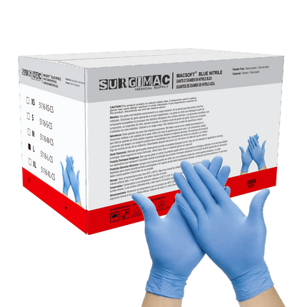 Nitrile Exam Gloves MacSoft by SurgiMac | Blue | Chemo Tested | 200 Count | 5116-L-CS | SurgiMac | SurgiMac