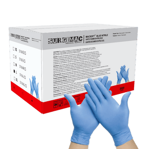 Nitrile Exam Gloves MacSoft by SurgiMac | Blue | Chemo Tested | 200 Count 5116-L-CS