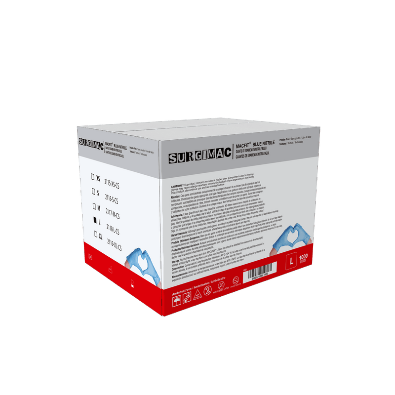 Nitrile Exam Gloves MacFit by SurgiMac | Blue | 100 Count 2115-XS