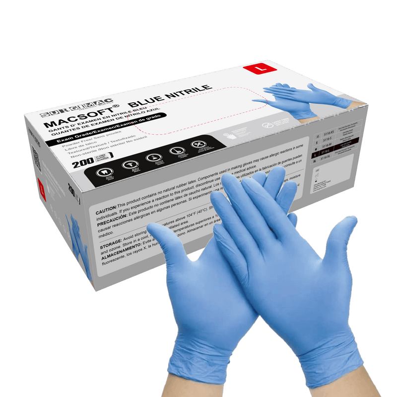 Nitrile Exam Gloves MacSoft by SurgiMac | Blue | Chemo Tested | 200 Count 5116-L