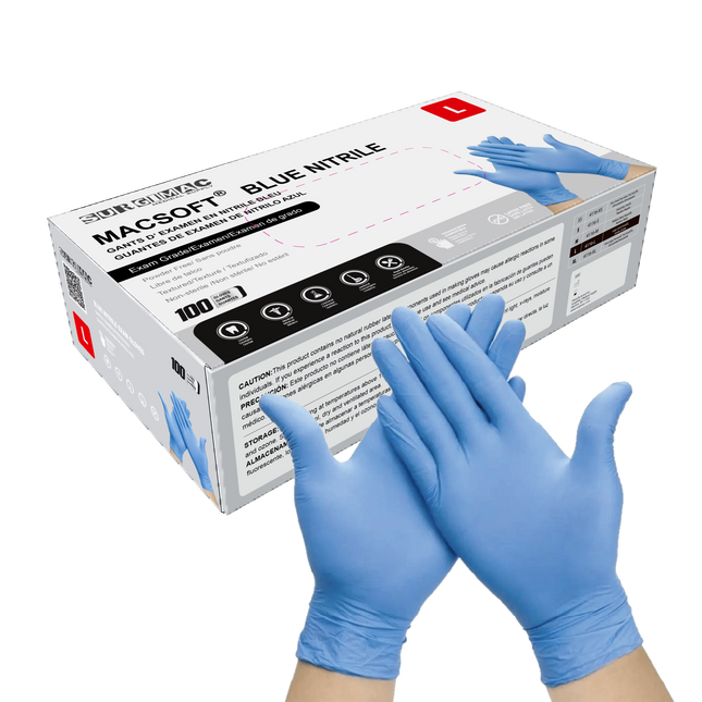 Nitrile Exam Gloves MacSoft by SurgiMac | Blue | Chemo Tested | 100 Count | 4116-L | SurgiMac | SurgiMac