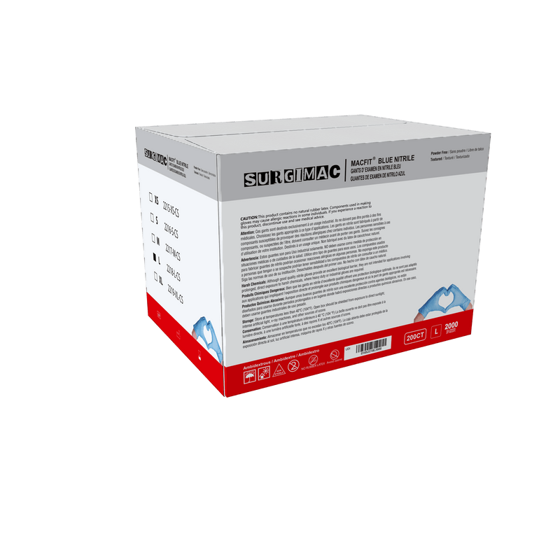 Nitrile Exam Gloves MacFit by SurgiMac | Blue | 200 Count 2215-XS