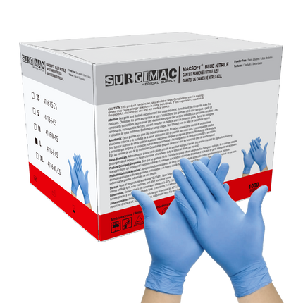 Nitrile Exam Gloves MacSoft by SurgiMac | Blue | Chemo Tested | 100 Count | 4116-L-CS | SurgiMac | SurgiMac