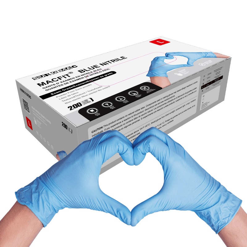 Nitrile Exam Gloves MacFit by SurgiMac | Blue | 200 Count 2218-L