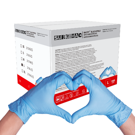 Nitrile Exam Gloves MacFit by SurgiMac | Blue | 100 Count | 2118-L-CS | SurgiMac | SurgiMac