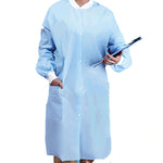 Safe-Dent Lab Coats, Sky Blue Knee length Knit cuffs | SurgiMac Dental Supply