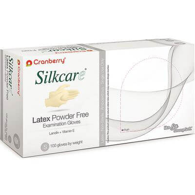 Silkcare Latex Gloves: Small, Powder-Free 100/Bx. Non-Sterile, Micro-Web | SurgiMac Dental Supply