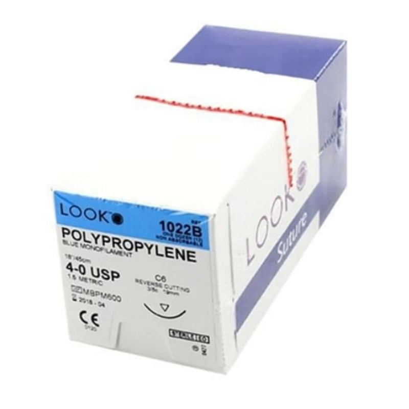 Nonabsorbable Suture with Needle LOOK Polypropylene C6 3/8 Circle Reverse Cutting Needle Size 4 - 0 Monofilament 1022B