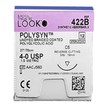 Absorbable Suture with Needle PolySyn Polyglycolic Acid C6 3/8 Circle Reverse Cutting Needle Size 4 - 0 Braided 422B