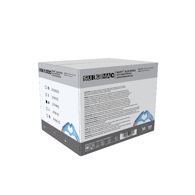 Nitrile Exam Gloves MacFit by SurgiMac | Blue | 100 Count 2115-XS