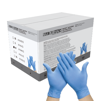 Nitrile Exam Gloves MacSoft by SurgiMac | Blue | Chemo Tested | 300 Count | 6116-M-CS | SurgiMac | SurgiMac